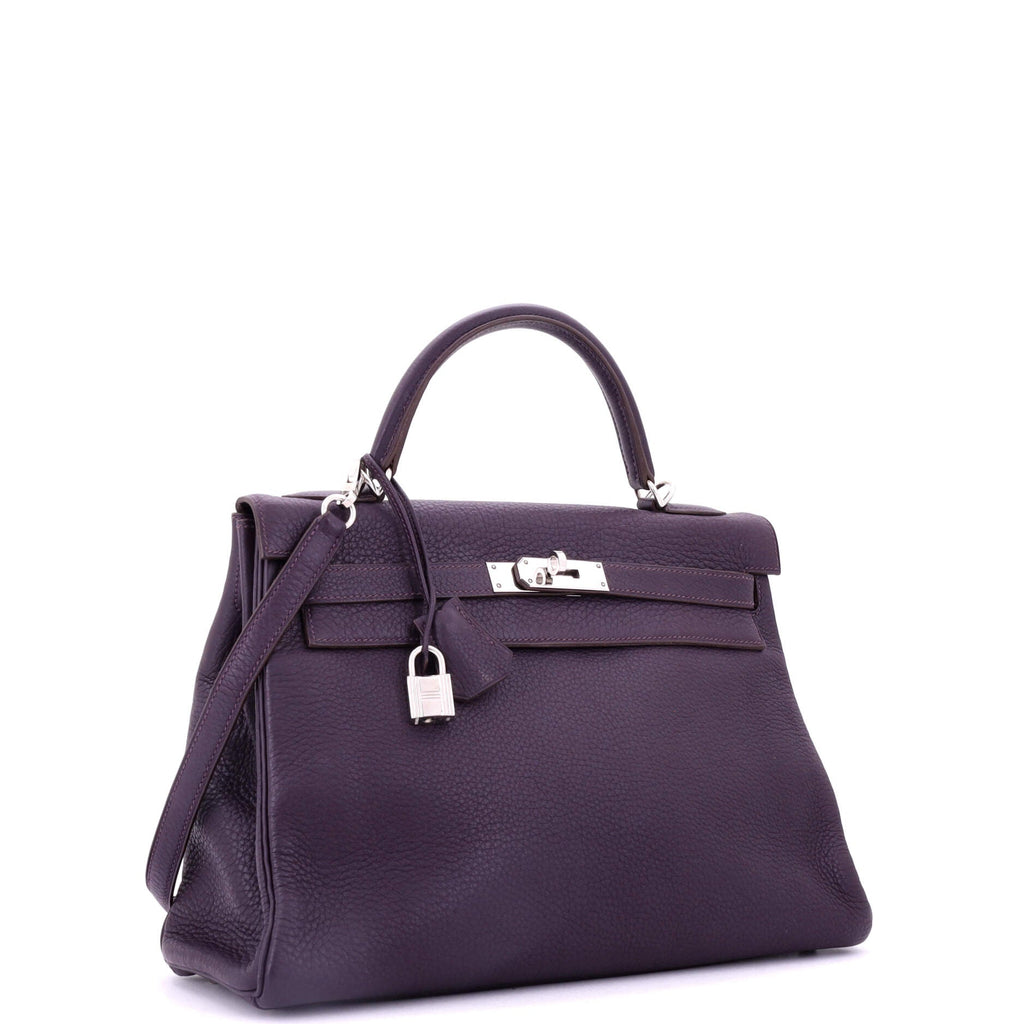 Kelly Handbag Cassis Clemence with Palladium Hardware 32
