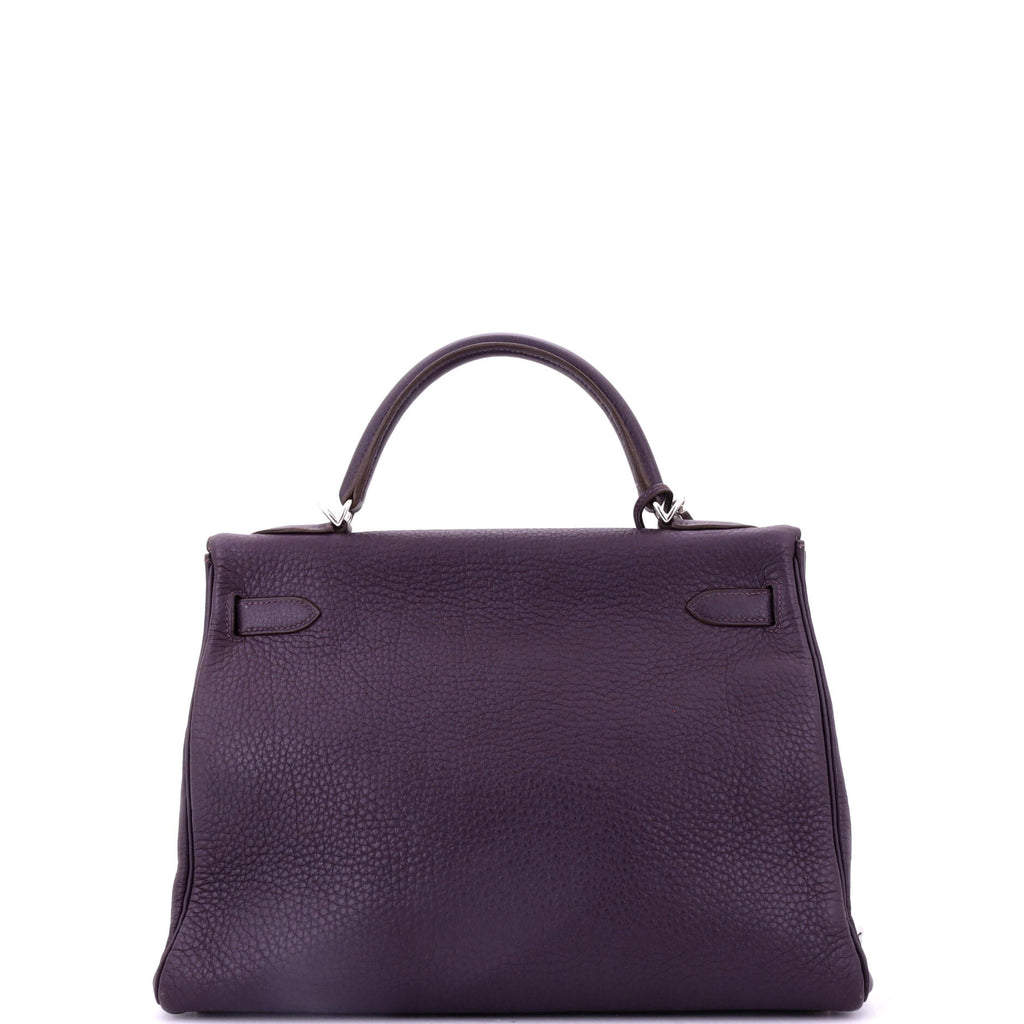 Kelly Handbag Cassis Clemence with Palladium Hardware 32
