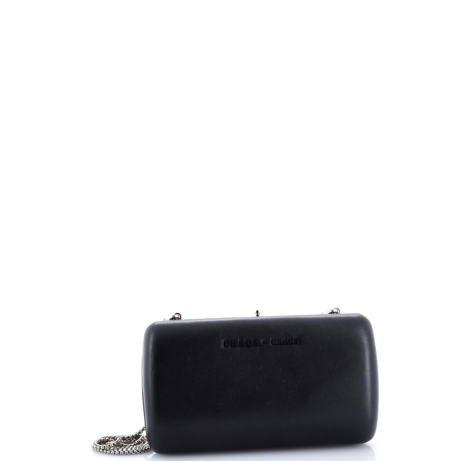 Logo Convertible Chain Box Clutch Leather