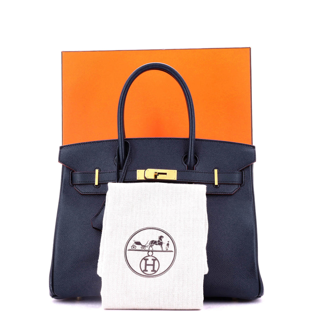 Contour Birkin Bag Bleu Indigo Epsom with Gold Hardware 30