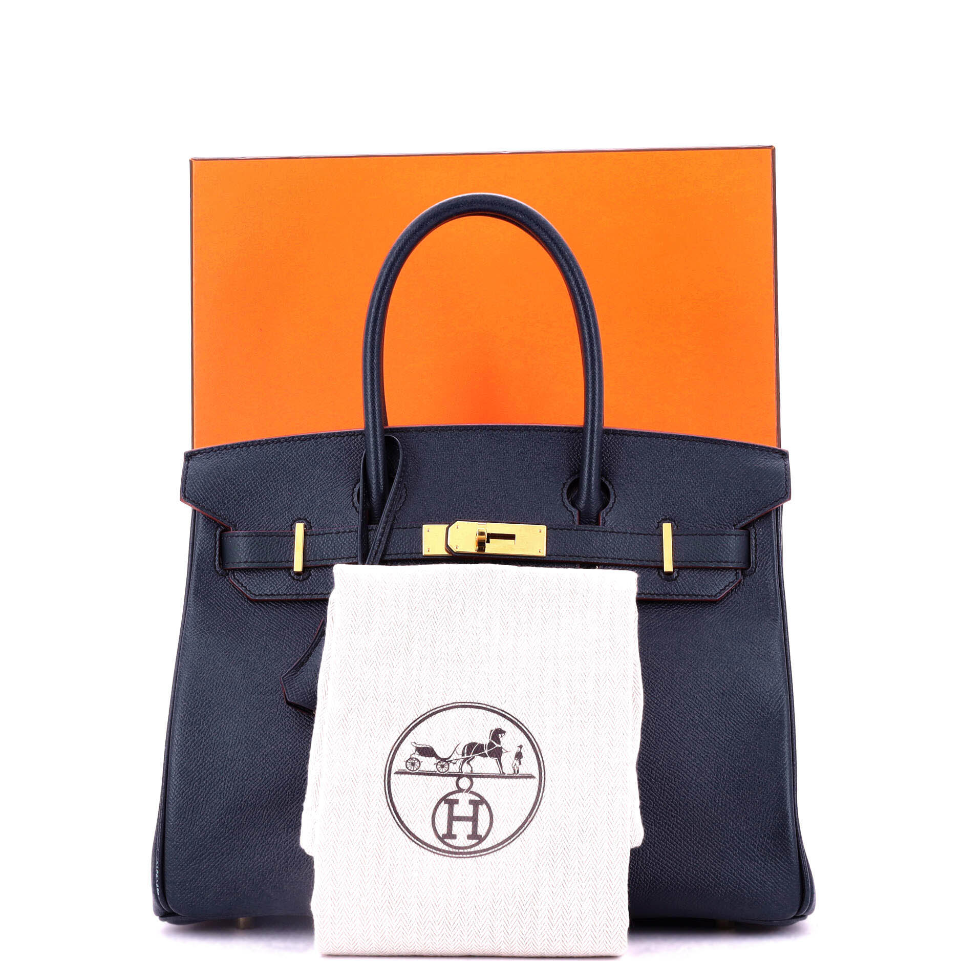 Contour Birkin Bag Bleu Indigo Epsom with Gold Hardware 30