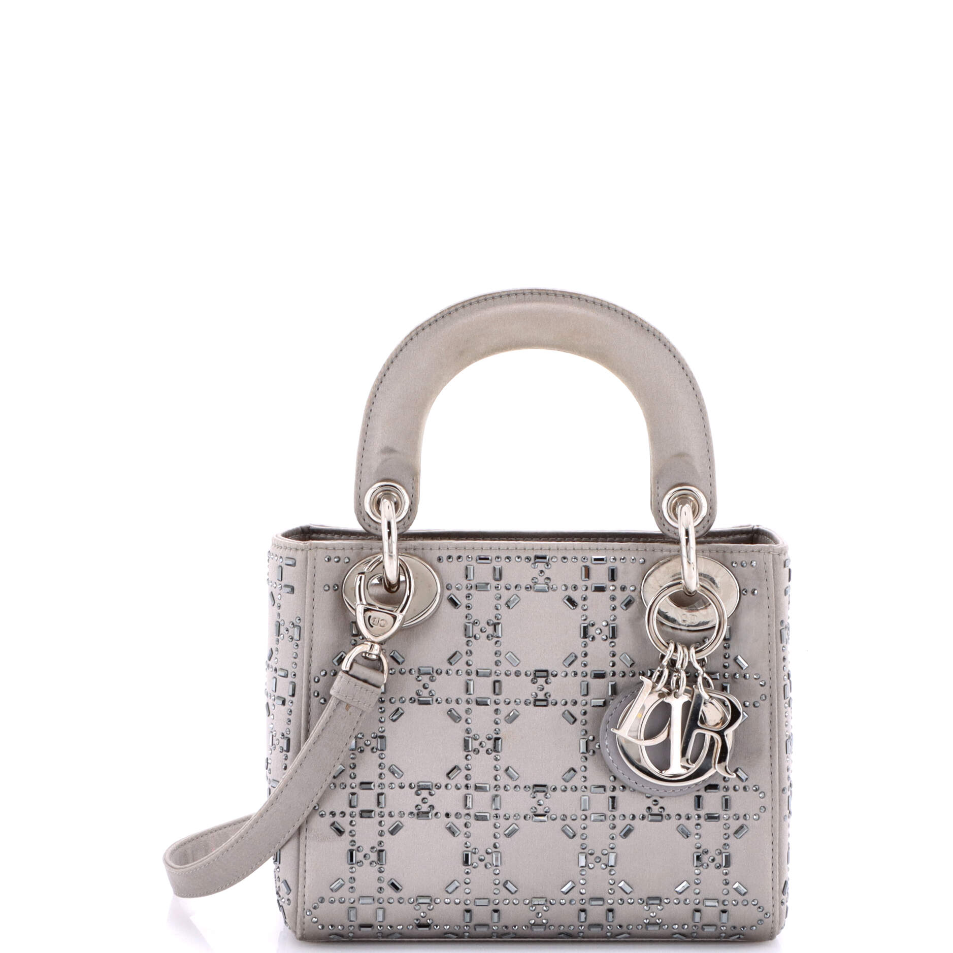 Lady Dior Bag Crystal Embellished Cannage Quilt Satin Mini