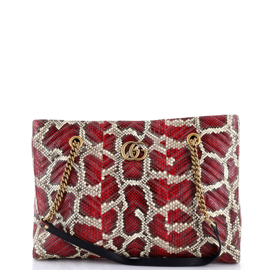 GG Marmont Zip Tote Matelasse Python Medium