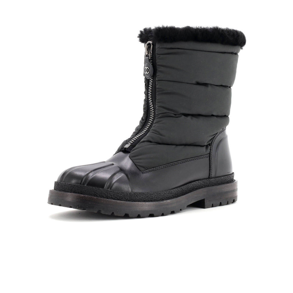 Women's Front Zip Hiking Boots Leather and Nylon with Shearling