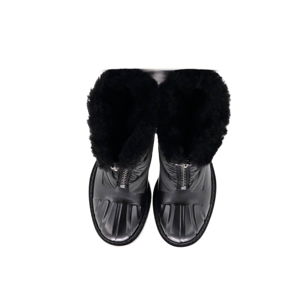 Women's Front Zip Hiking Boots Leather and Nylon with Shearling