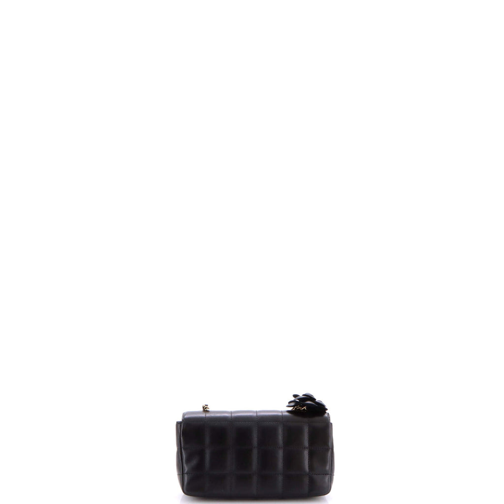 Camellia Chocolate Bar Flap Bag Quilted Lambskin Mini