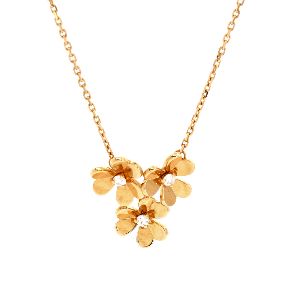 Frivole 3 Flowers Necklace 18K Yellow Gold with Diamonds Mini