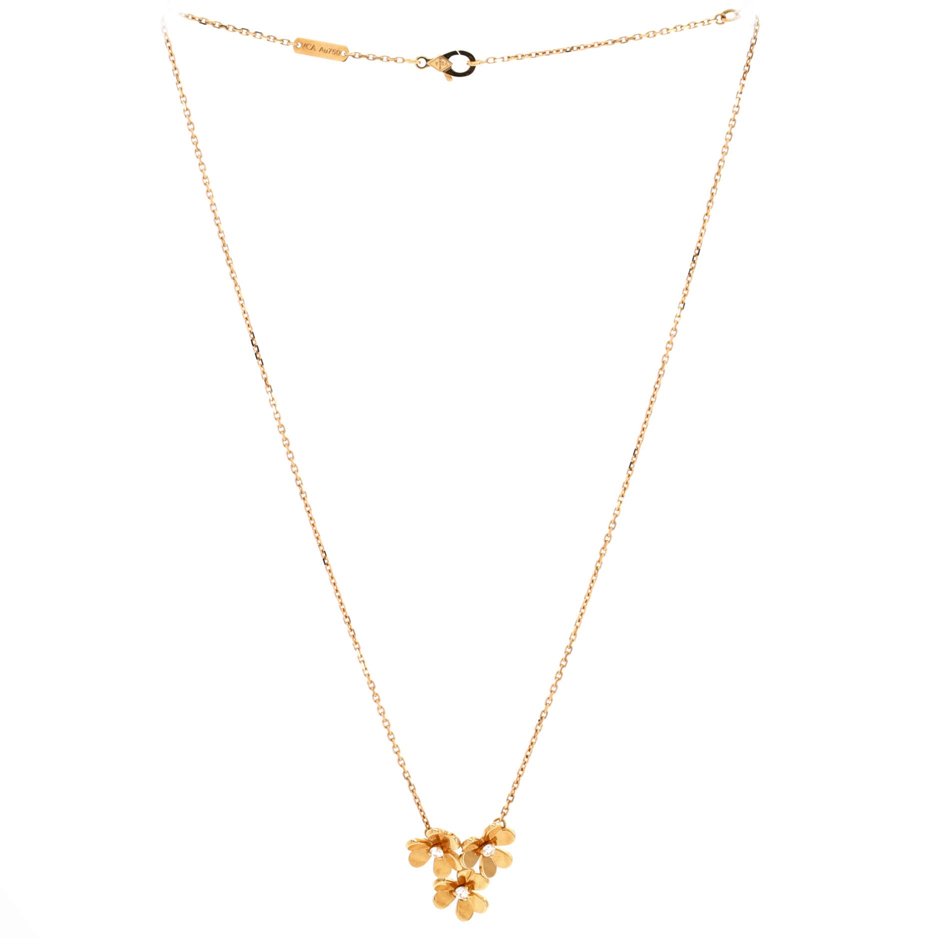 Frivole 3 Flowers Necklace 18K Yellow Gold with Diamonds Mini