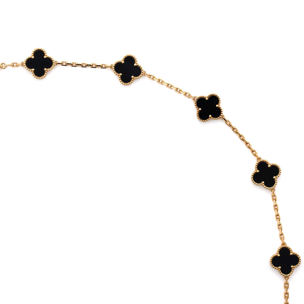 Vintage Alhambra 20 Motifs Necklace 18K Yellow Gold and Onyx