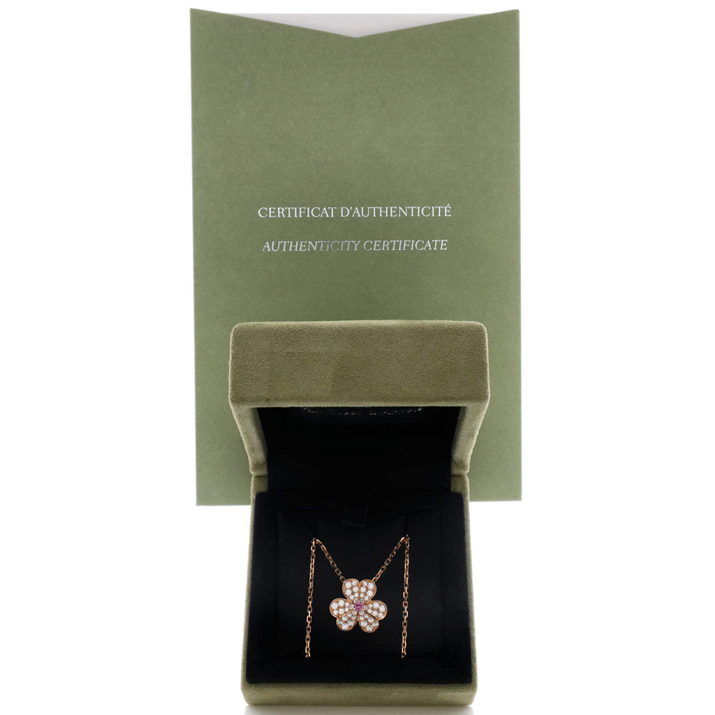 Frivole Pendant Necklace 18K Rose Gold with Pink Sapphire and Pave Diamonds Small