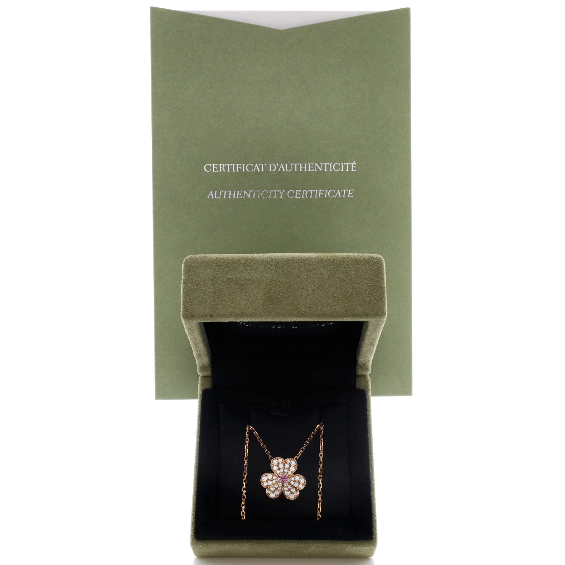 Frivole Pendant Necklace 18K Rose Gold with Pink Sapphire and Pave Diamonds Small