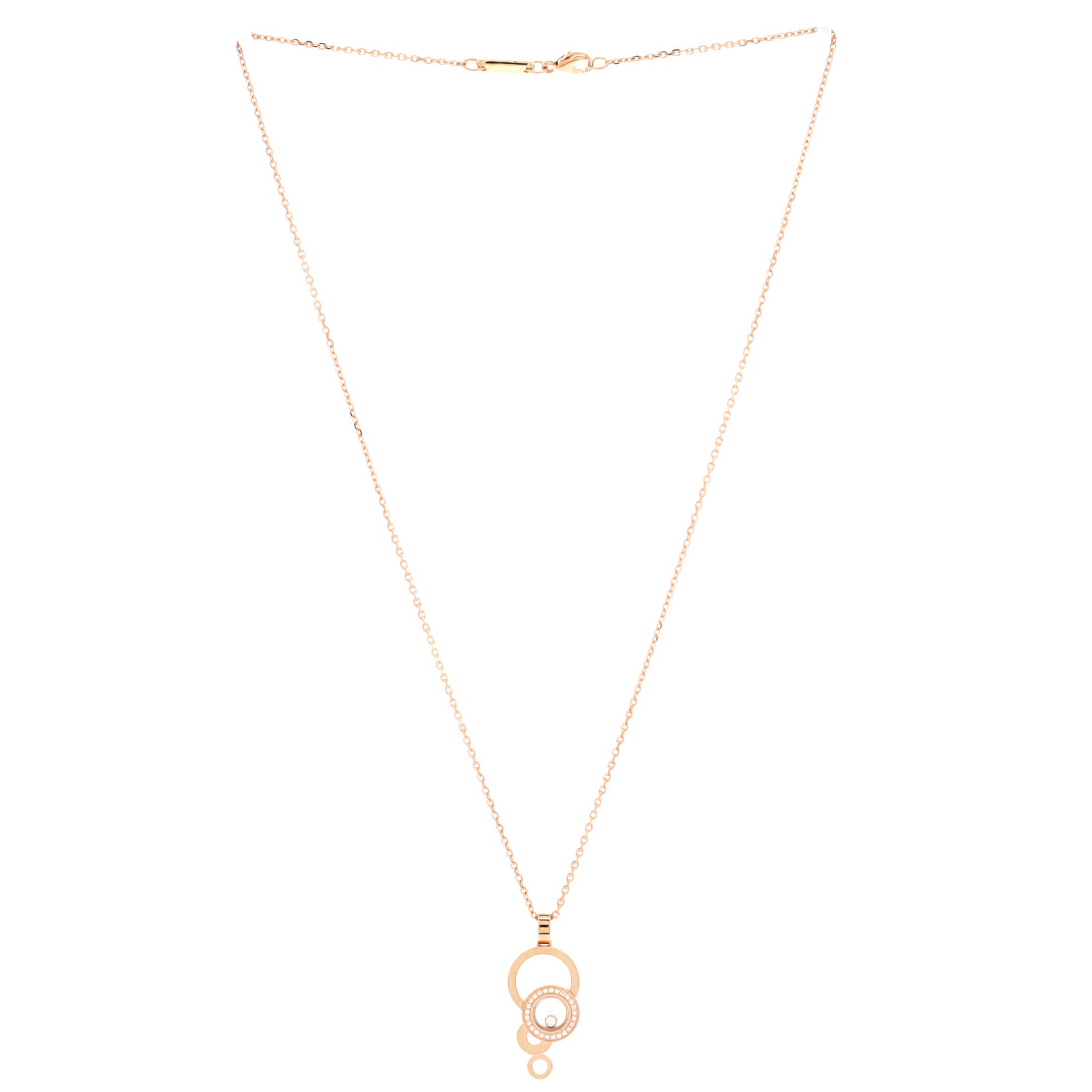 Happy Bubbles Pendant Necklace 18K Rose Gold with Diamonds and 1 Floating Diamond