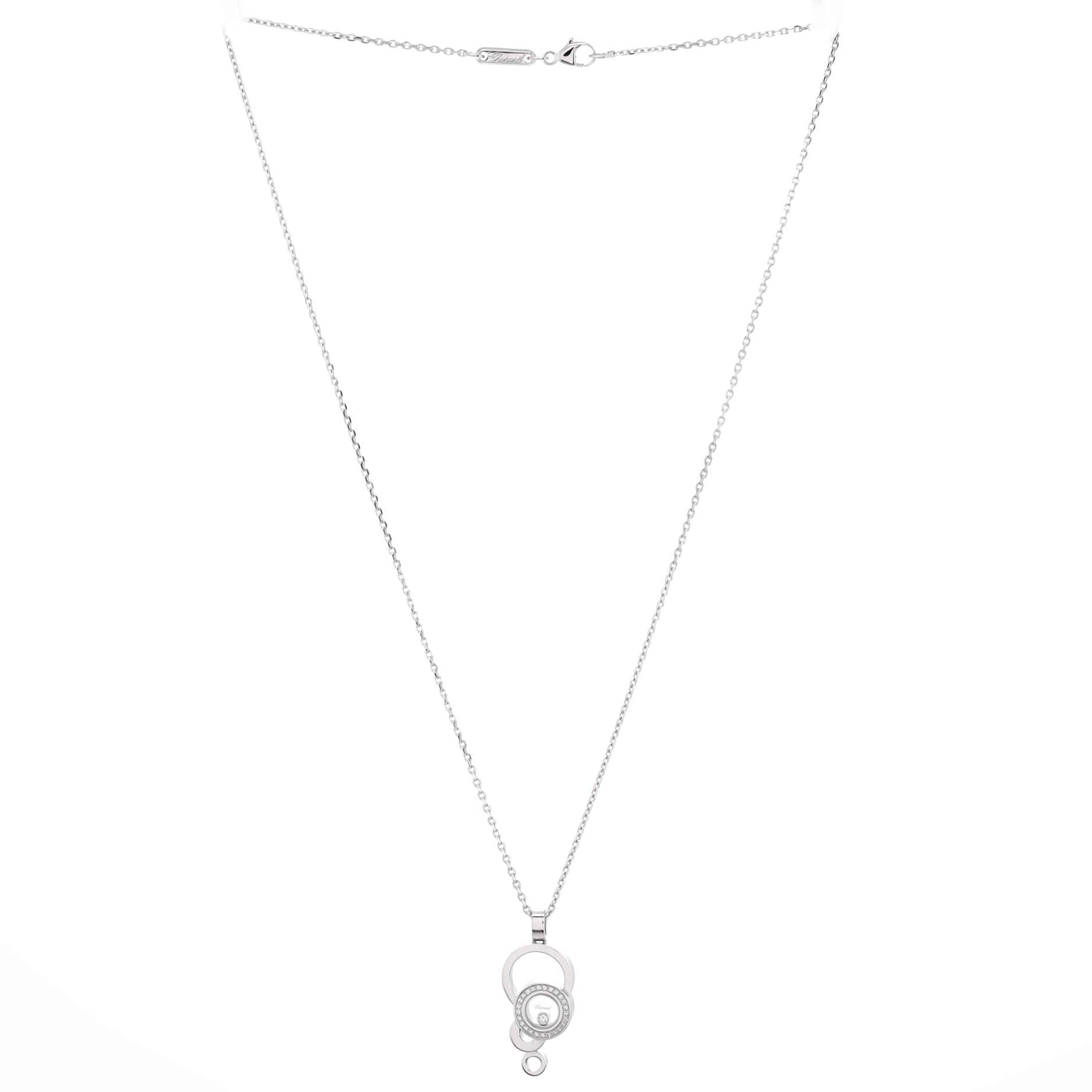 Happy Bubbles Pendant Necklace 18K White Gold with Diamonds and 1 Floating Diamond