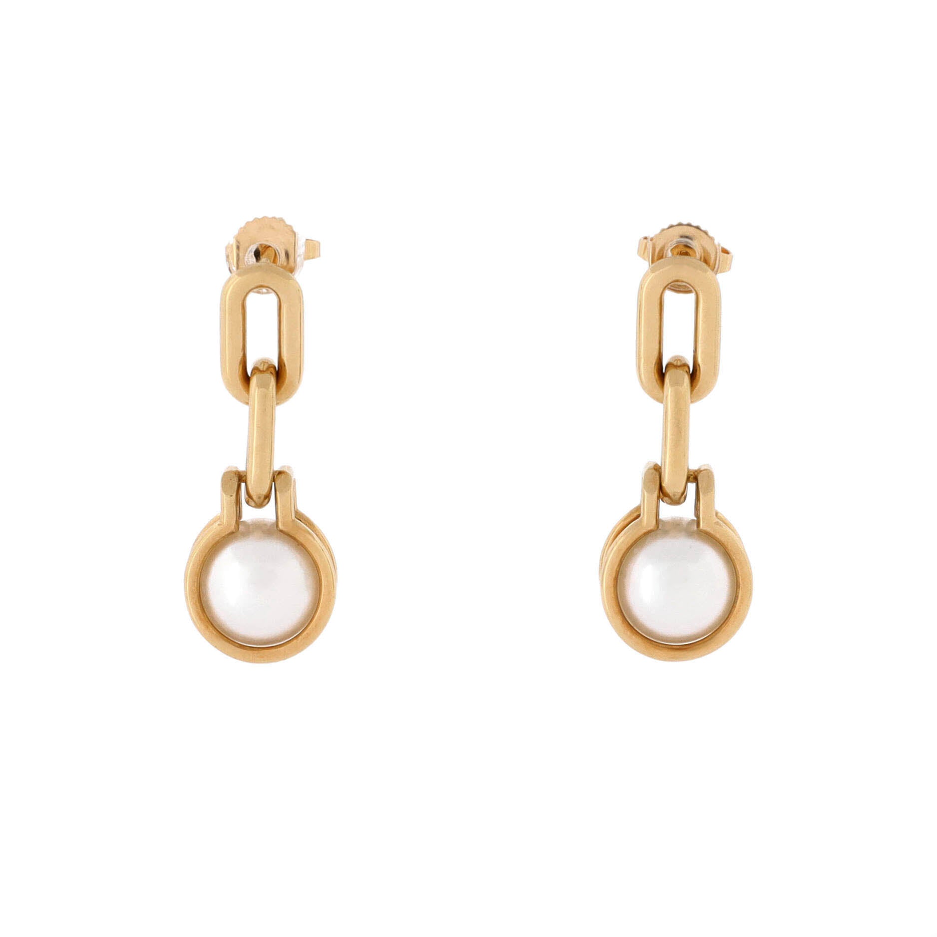 HardWear Double Link Drop Earrings 18K Yellow Gold with Pearls