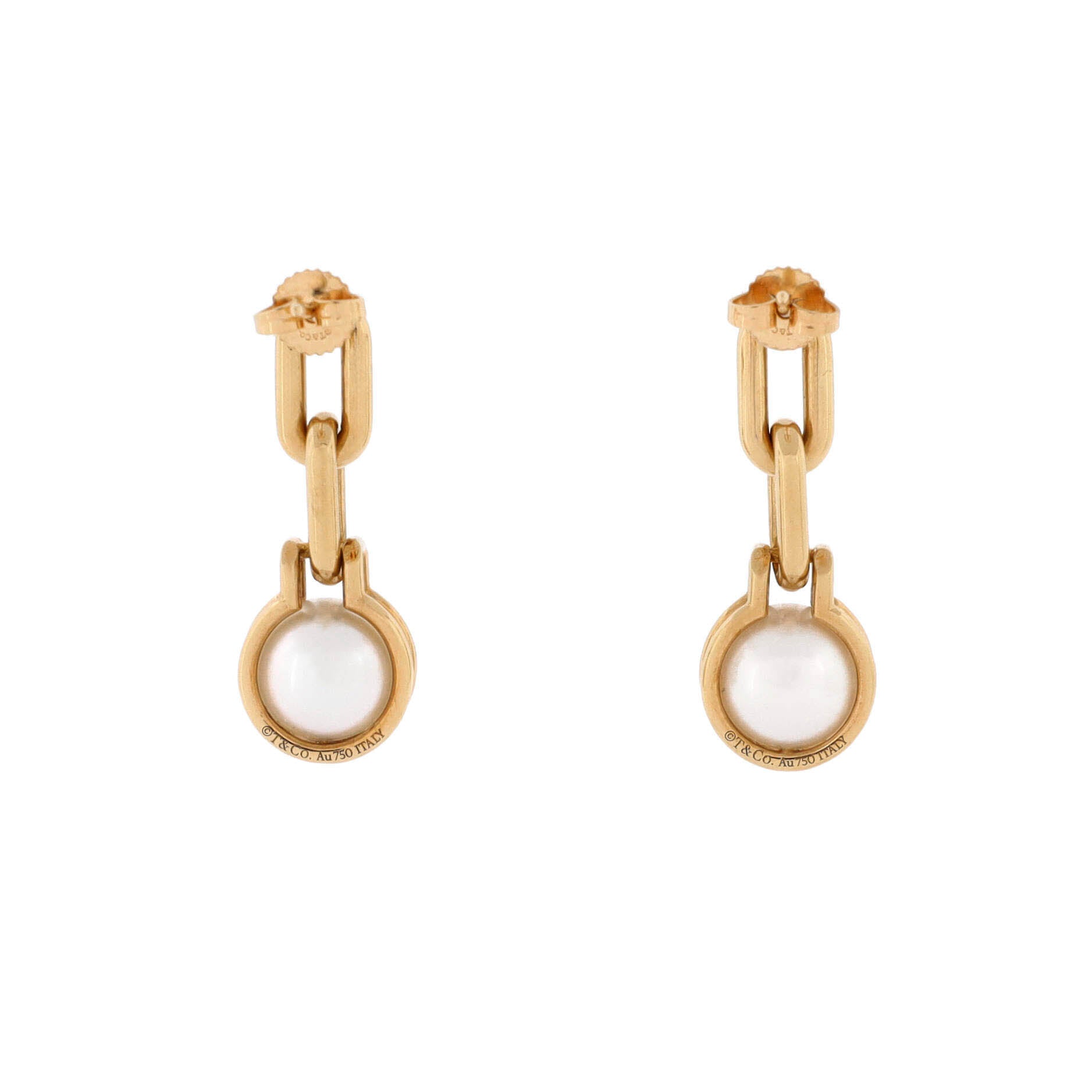HardWear Double Link Drop Earrings 18K Yellow Gold with Pearls