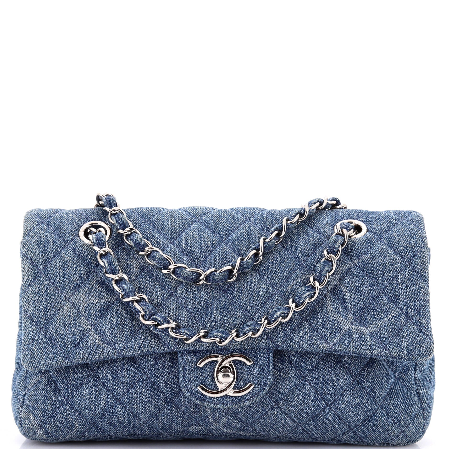 Classic Single Flap Bag Quilted CC Printed Denim Medium