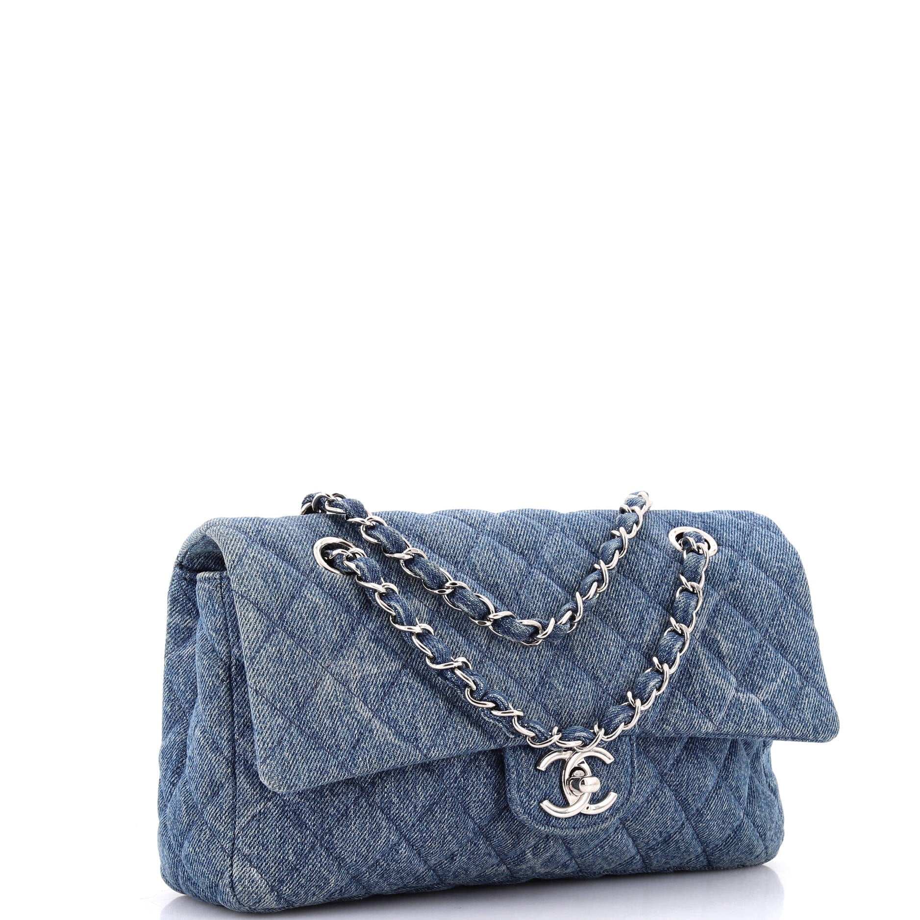 Classic Single Flap Bag Quilted CC Printed Denim Medium
