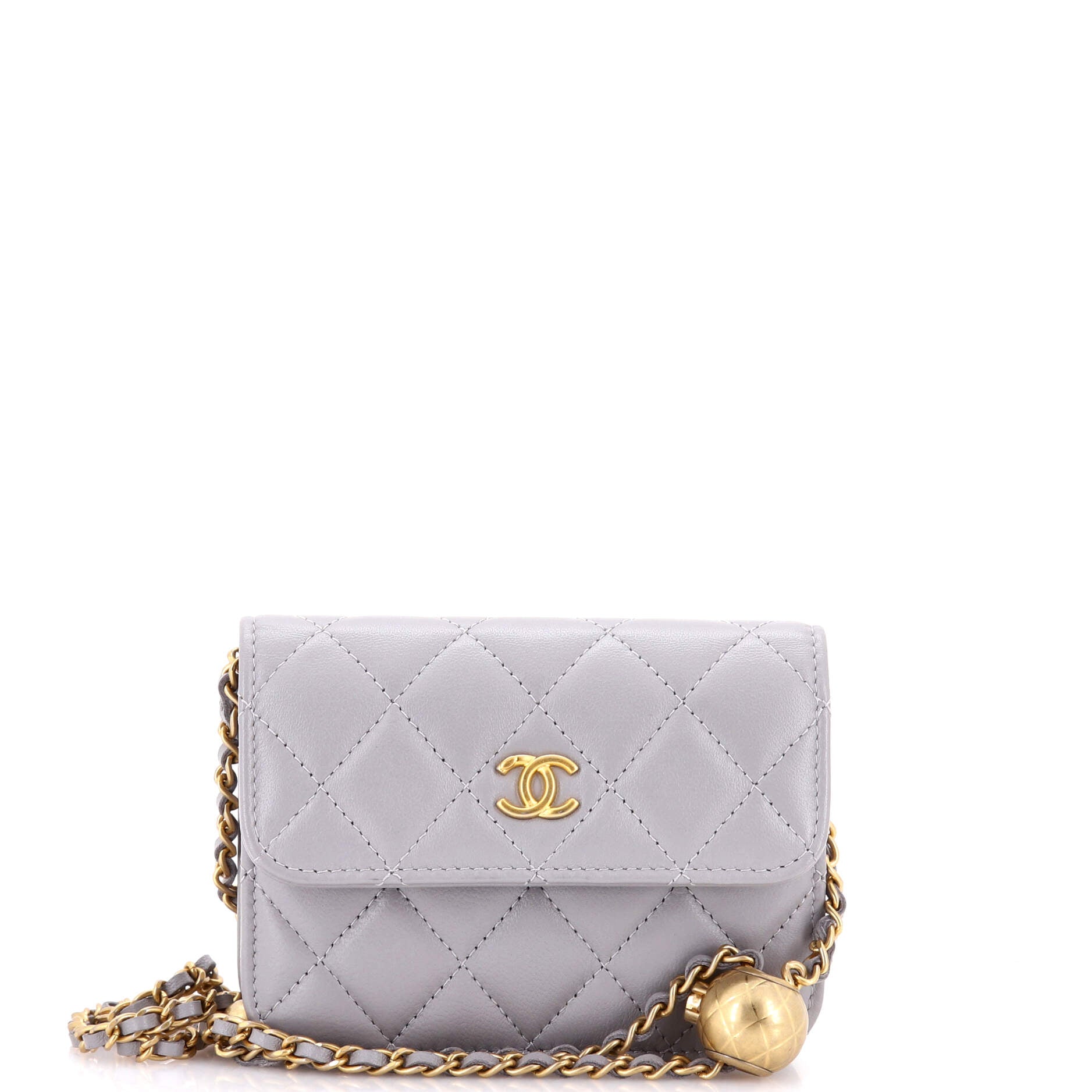 Pearl Crush Flap Clutch with Chain Quilted Lambskin Mini