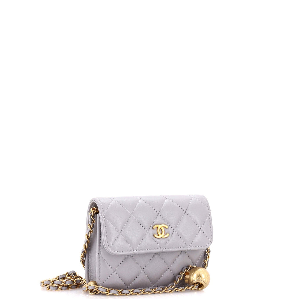 Pearl Crush Flap Clutch with Chain Quilted Lambskin Mini
