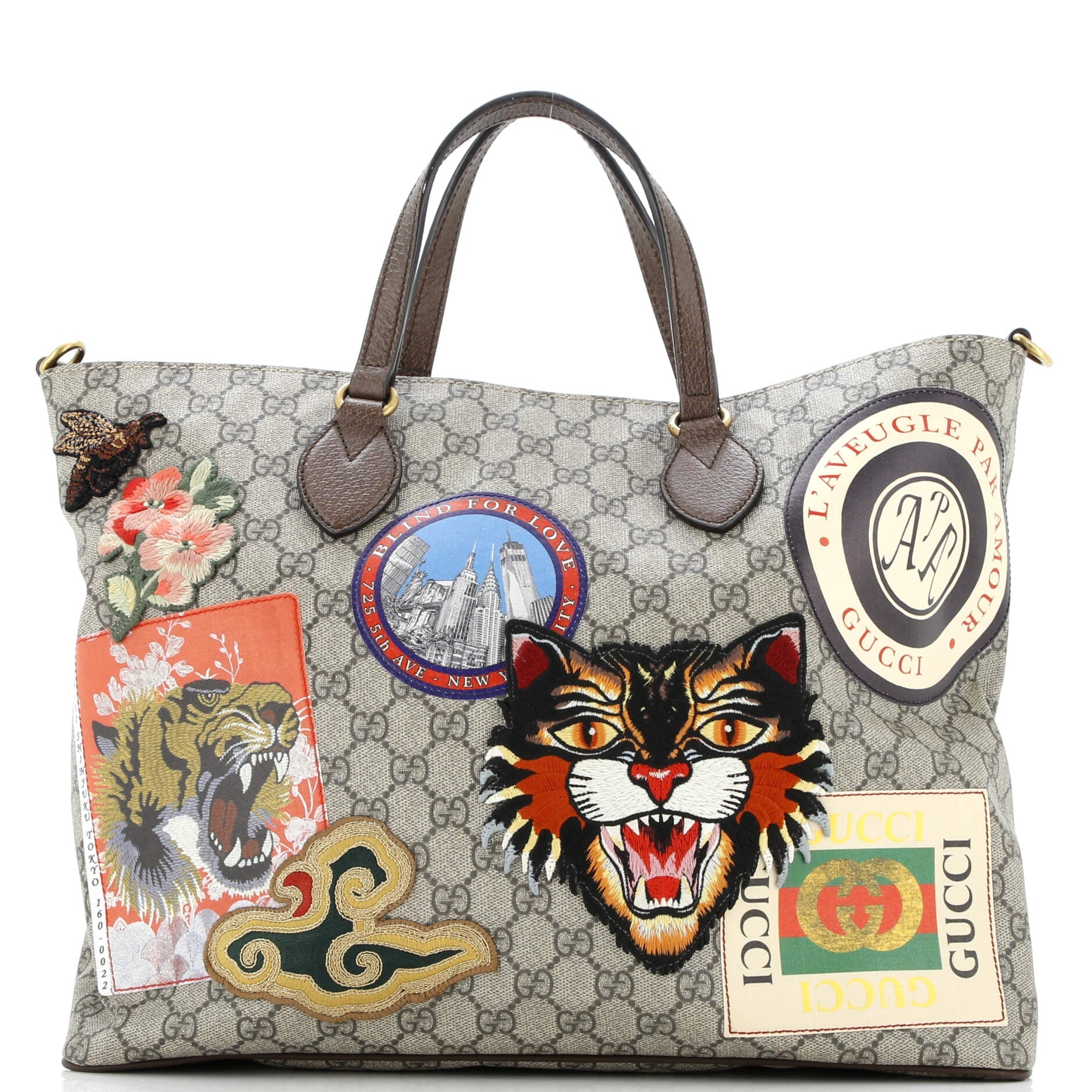 Courrier Convertible Soft Open Tote GG Coated Canvas with Applique Large