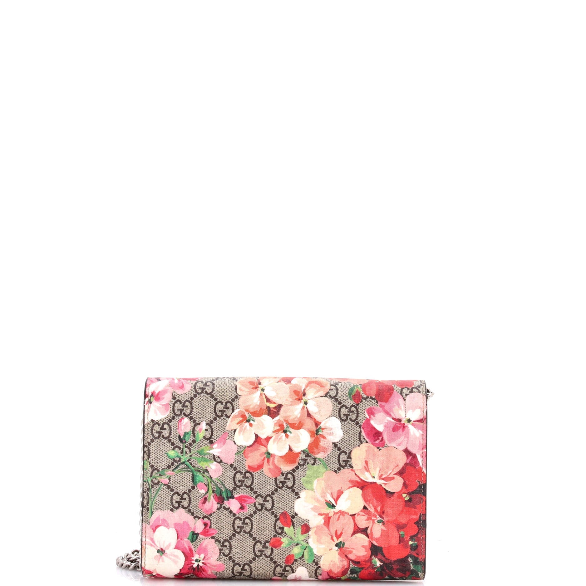Dionysus Chain Wallet Blooms Print GG Coated Canvas Small
