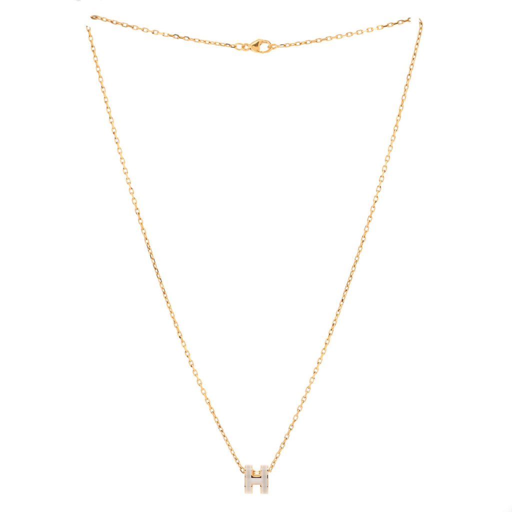 Pop H Pendant Chain Necklace Metal and Enamel Mini