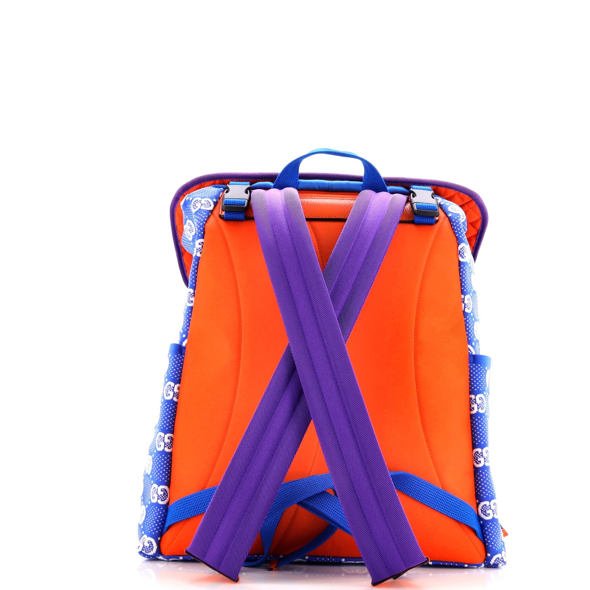 Panelled Double Buckle Backpack GG Jacquard Nylon and Rubber Large