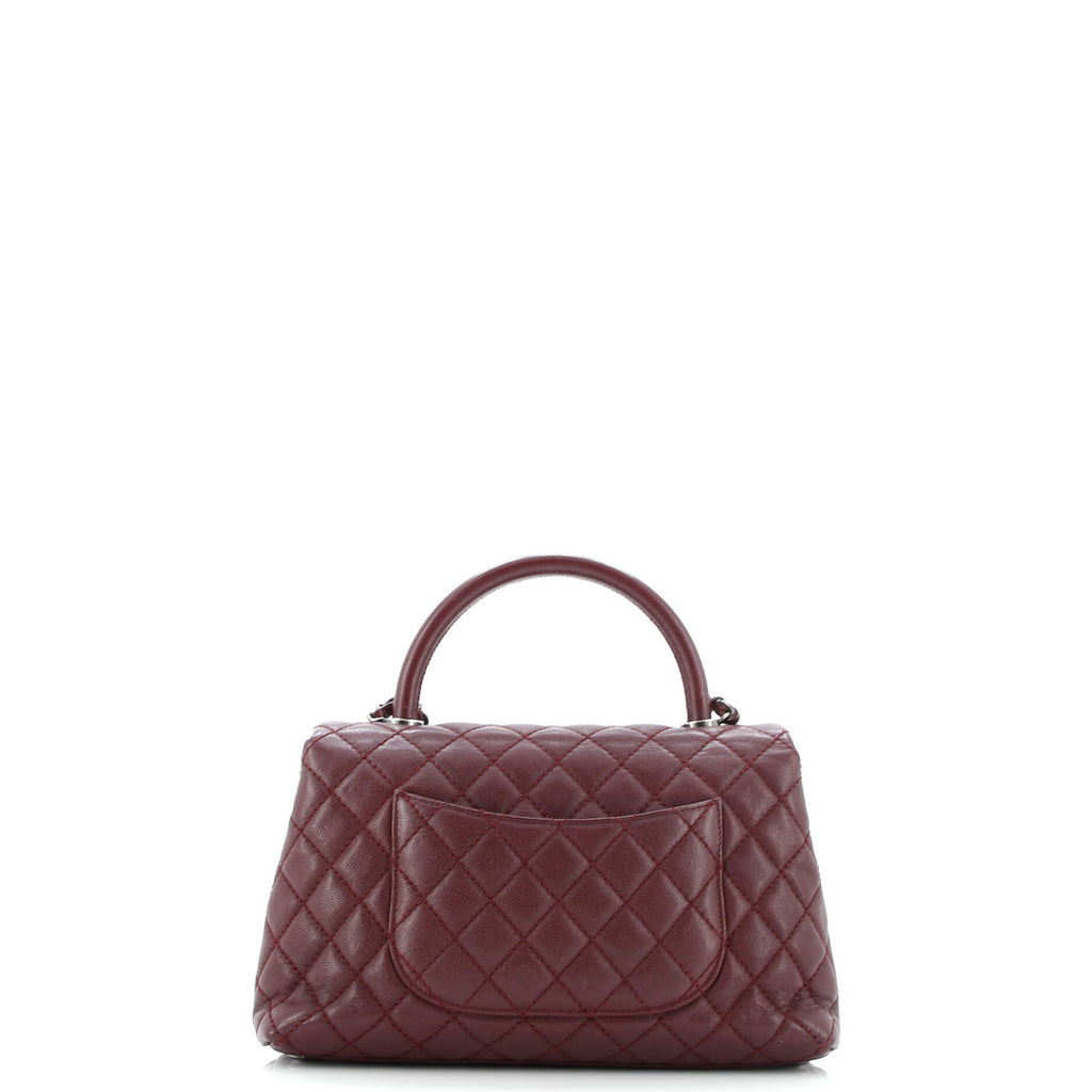 Coco Top Handle Bag Quilted Caviar Small