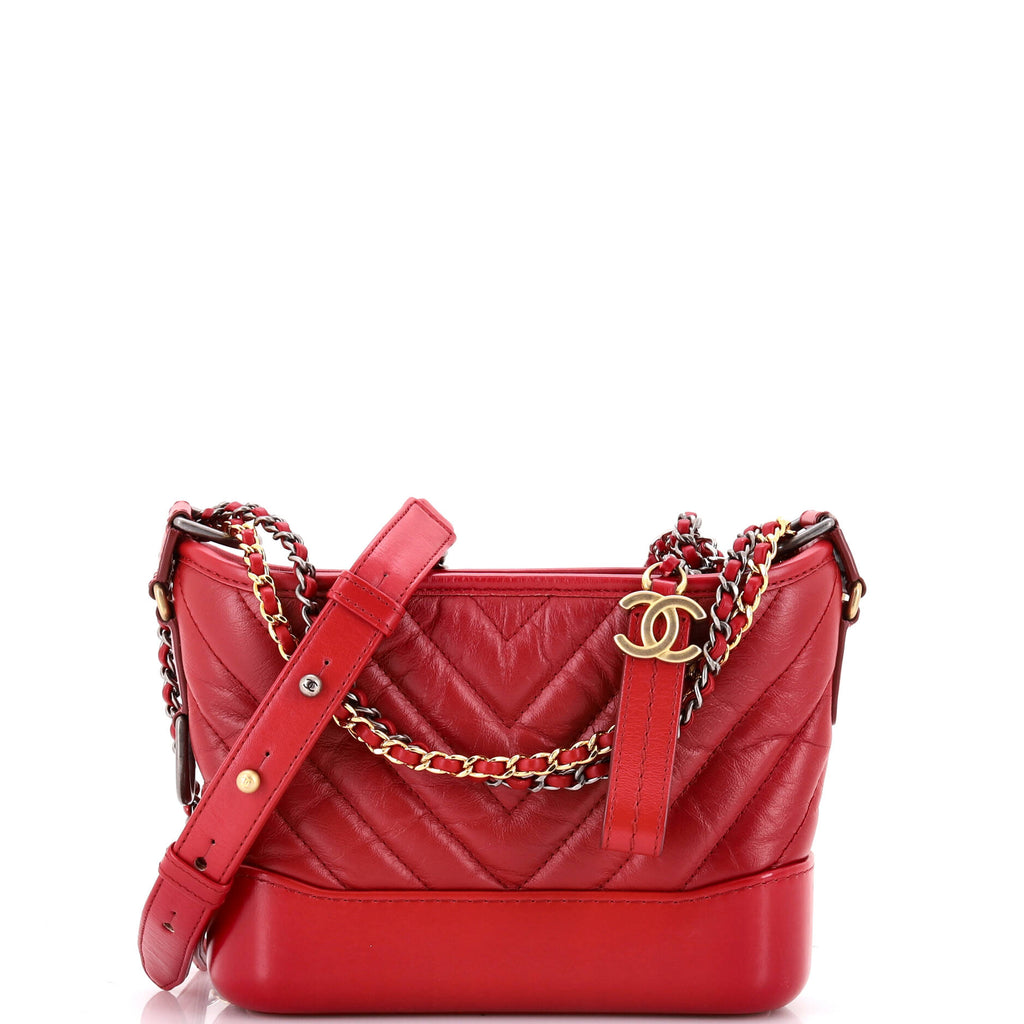 Gabrielle Hobo Chevron Aged Calfskin Small