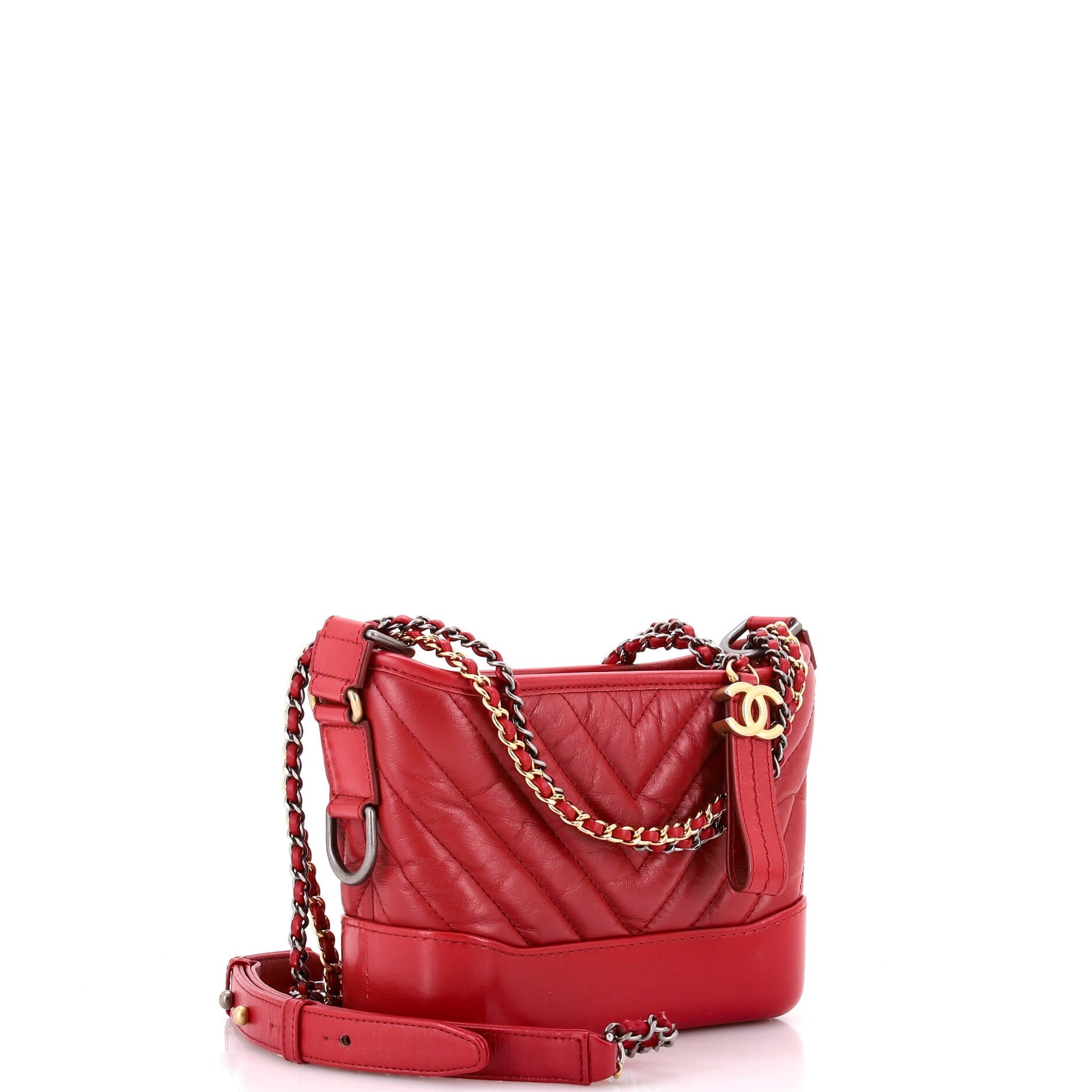 Gabrielle Hobo Chevron Aged Calfskin Small