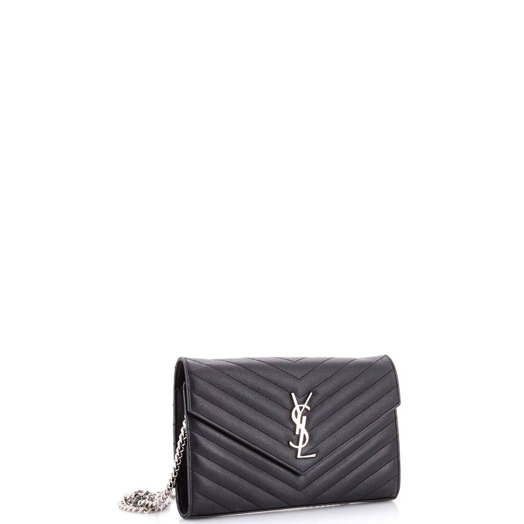 Classic Monogram Wallet on Chain Matelasse Chevron Leather Medium