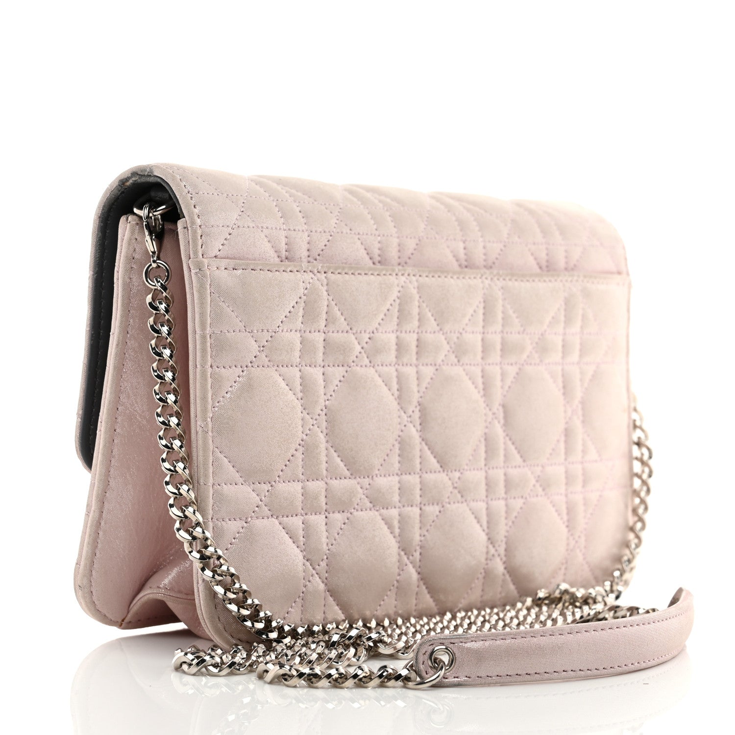Metallic Lambskin Cannage Miss Dior Promenade Pouch Pink