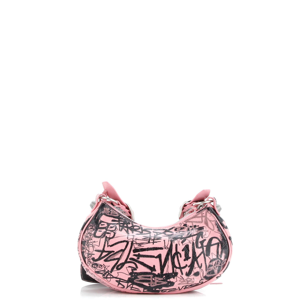 Le Cagole Graffiti Giant Studs Shoulder Bag Leather XS