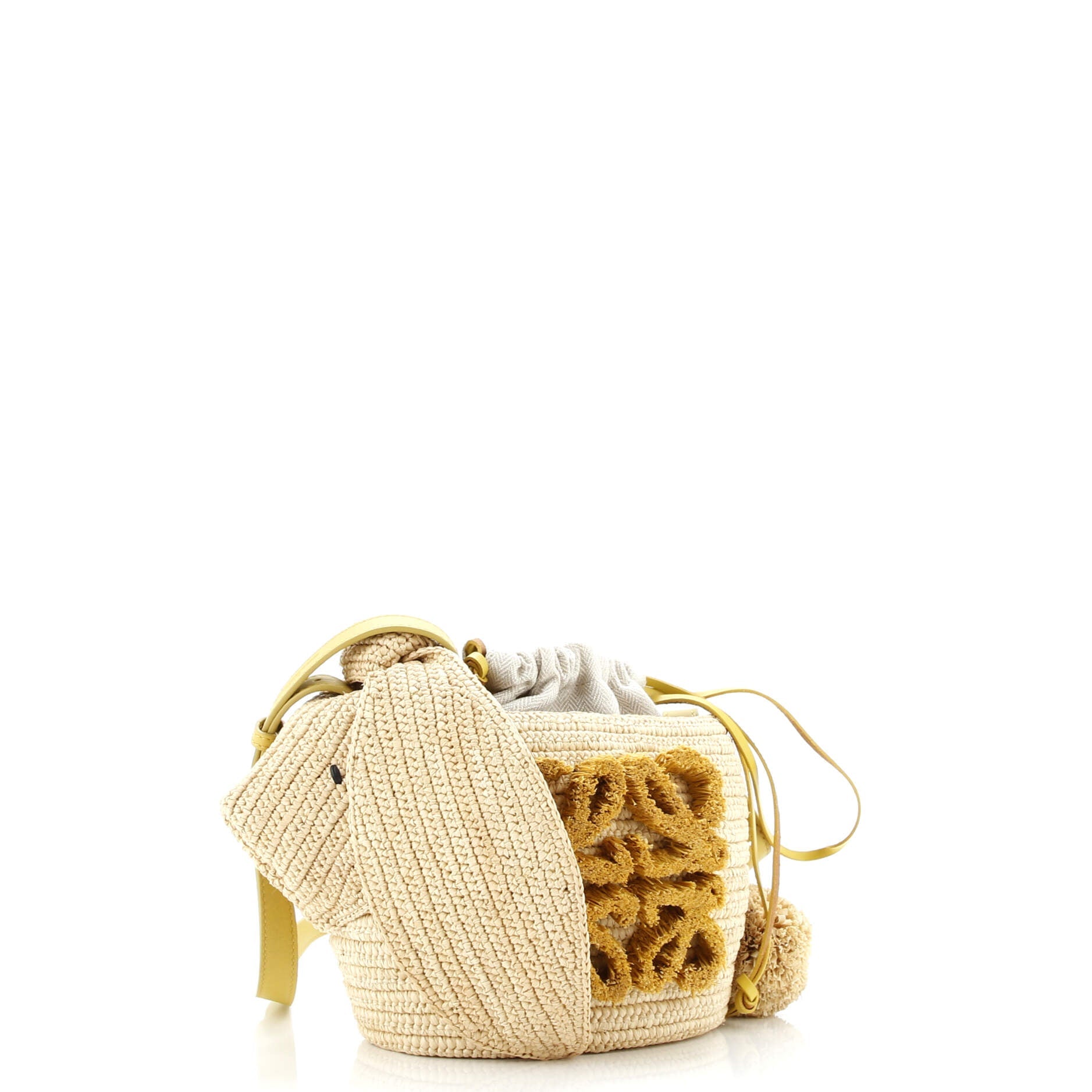 Bunny Drawststring Bucket Bag Raffia Small