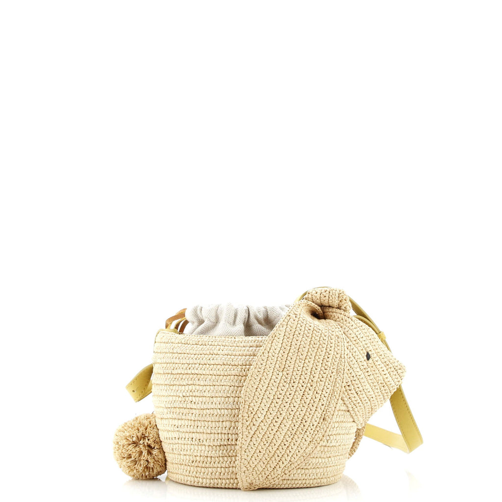 Bunny Drawststring Bucket Bag Raffia Small