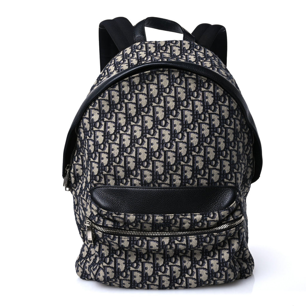 Oblique Calfskin Rider Backpack Beige Black