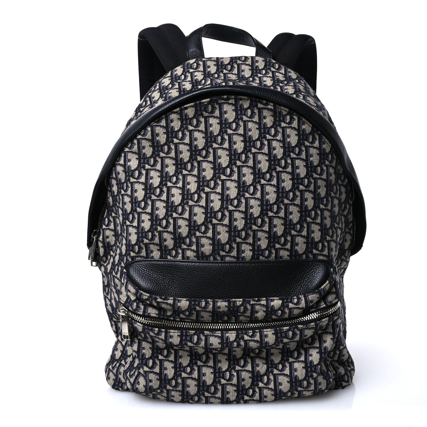Oblique Calfskin Rider Backpack Beige Black