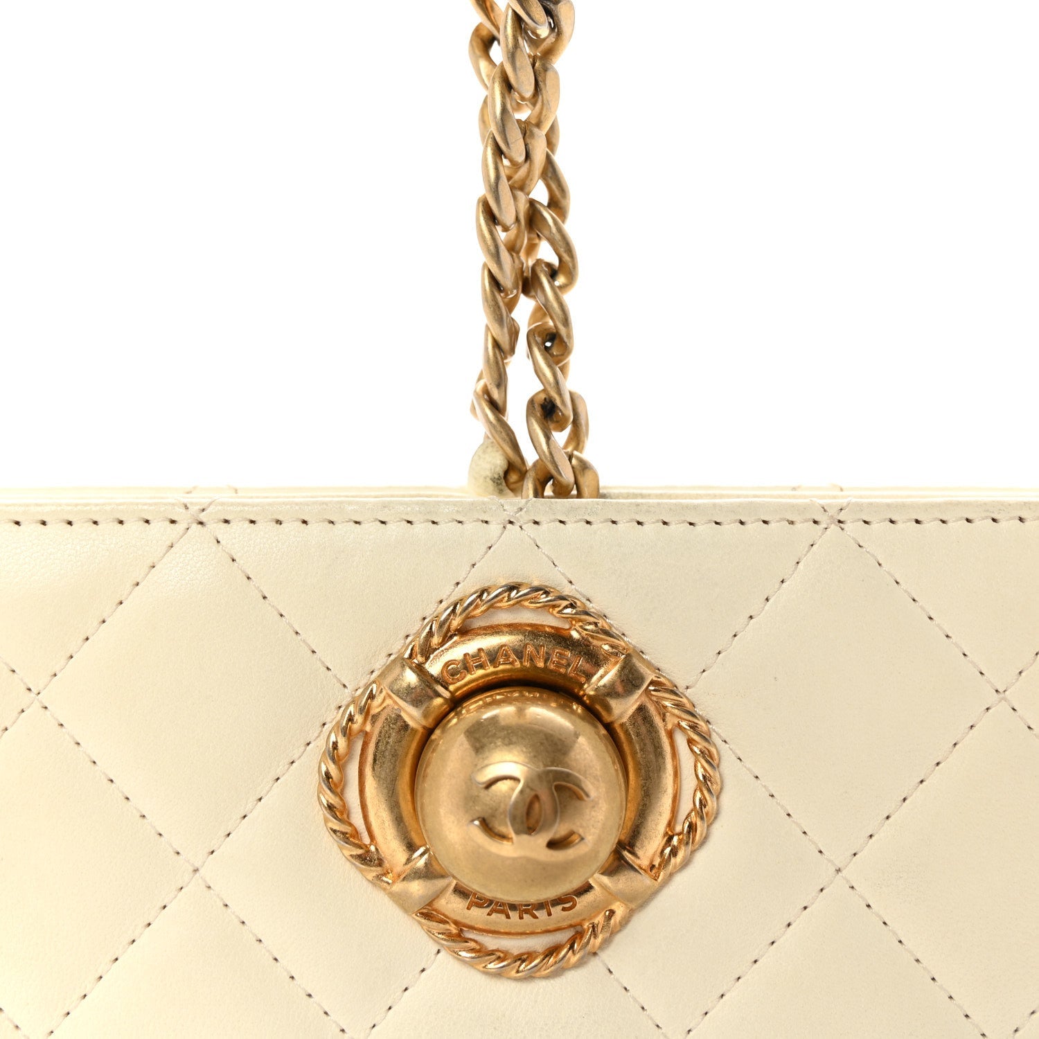 Lambskin Quilted Evening By The Sea Clutch White