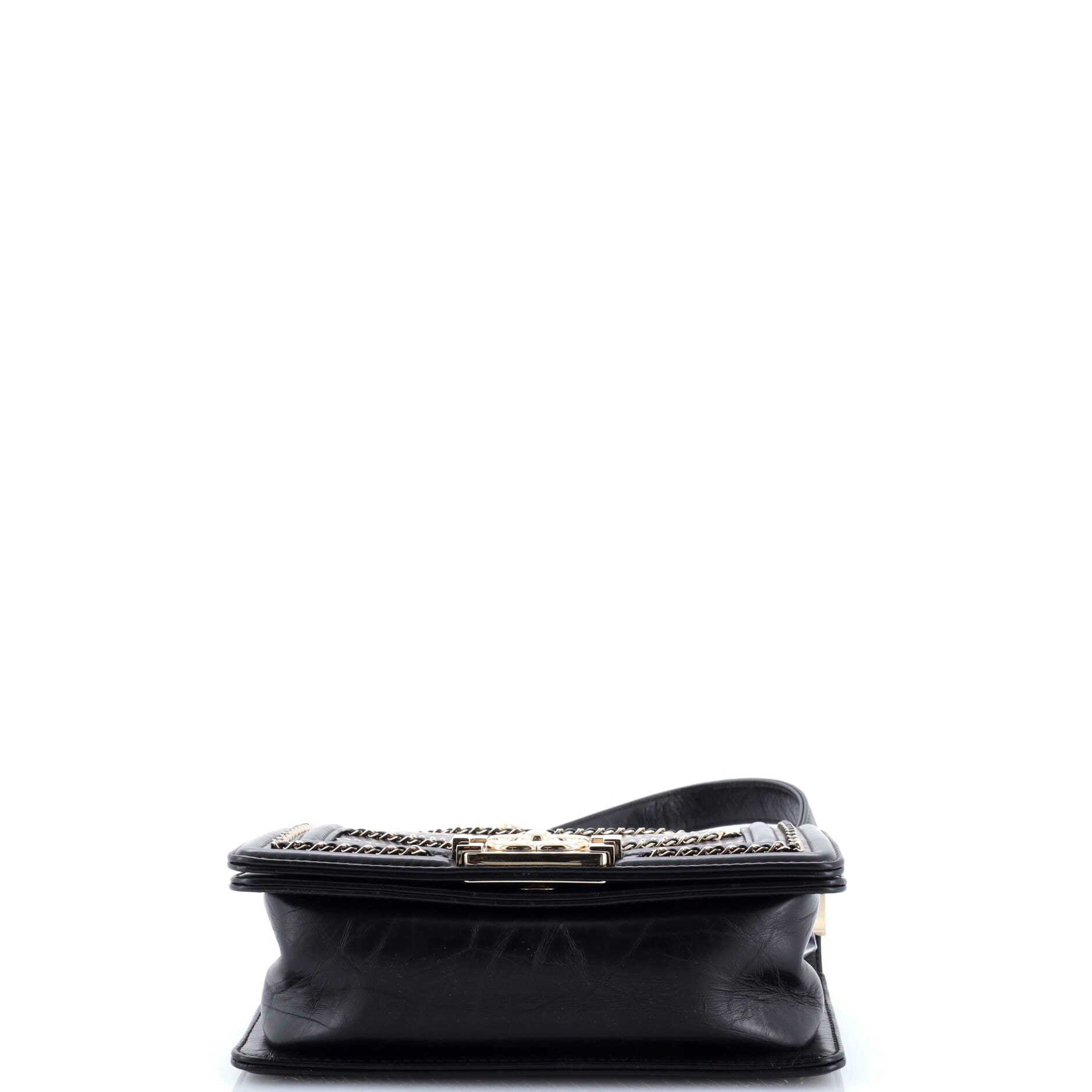 Boy Flap Bag Chevron Embellished Crumpled Calfskin Small
