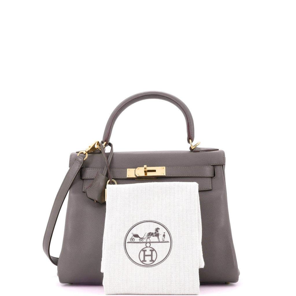 Kelly Handbag Grey Evercolor with Gold Hardware 28
