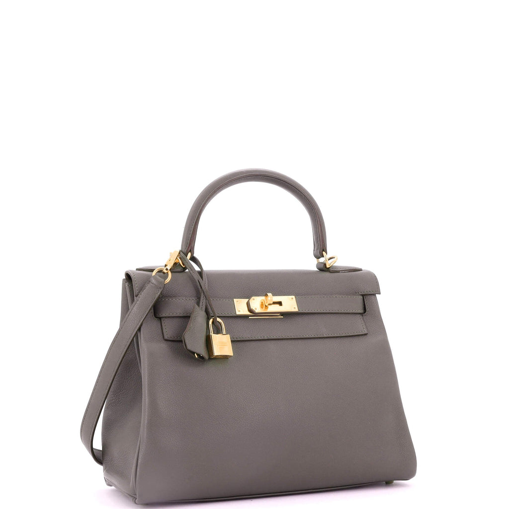 Kelly Handbag Grey Evercolor with Gold Hardware 28