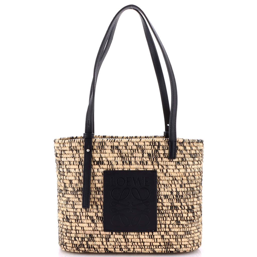 Square Basket Tote Woven Raffia Small