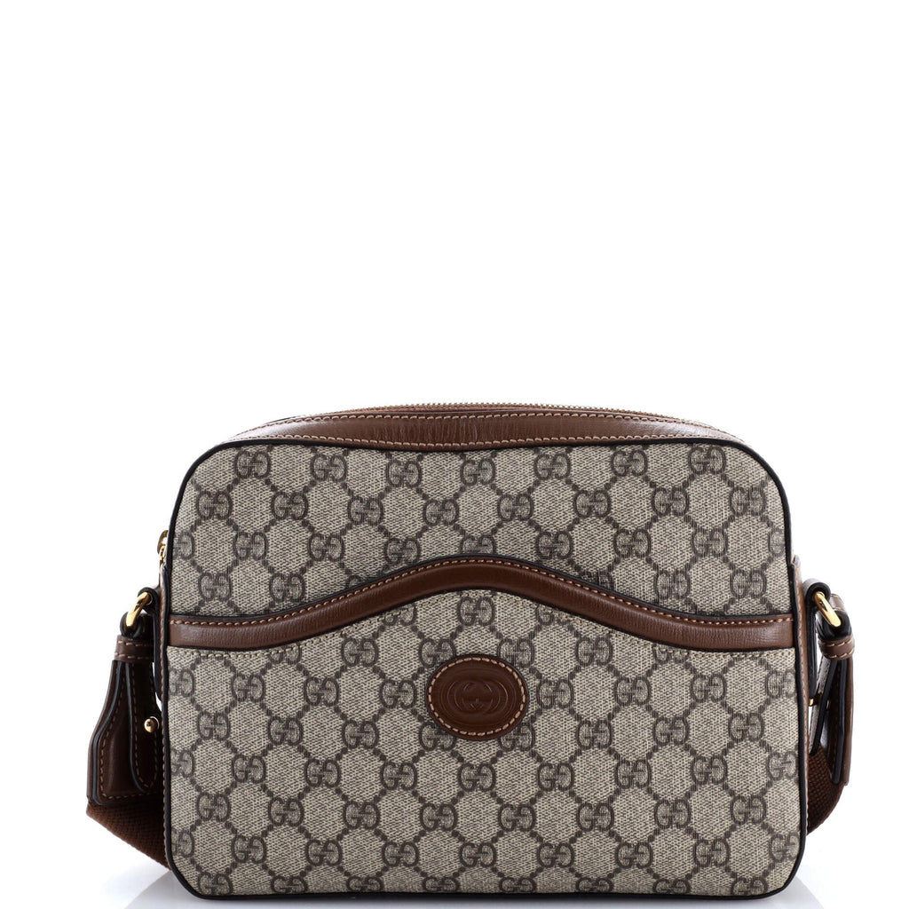 Interlocking G Patch Messenger Camera Bag GG Coated Canvas
