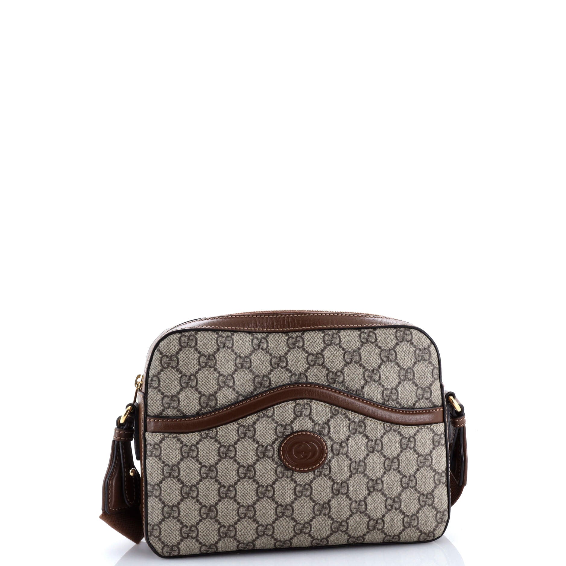 Interlocking G Patch Messenger Camera Bag GG Coated Canvas