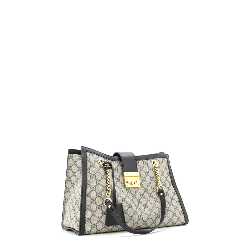 Padlock Chain Tote GG Coated Canvas with Leather Medium