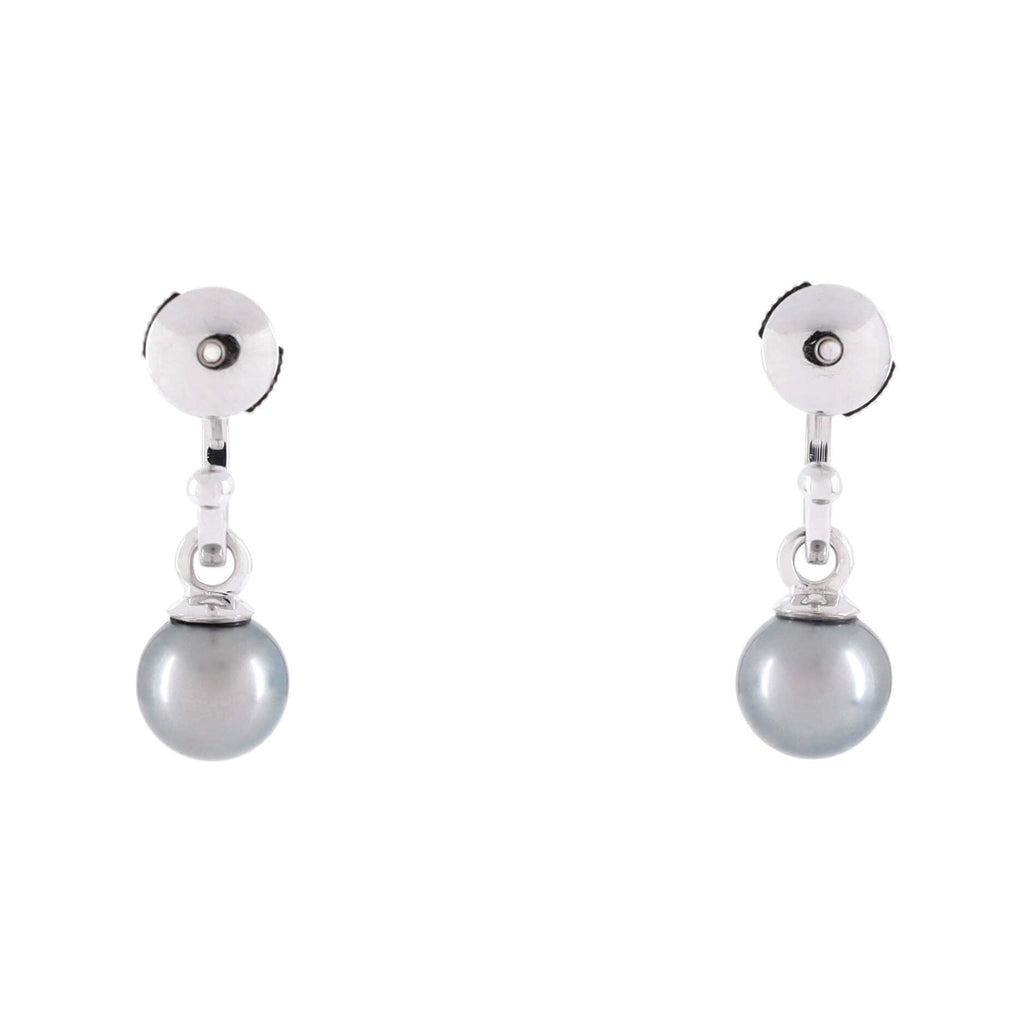 Drop Hoop Earrings 18K White Gold and Pearl