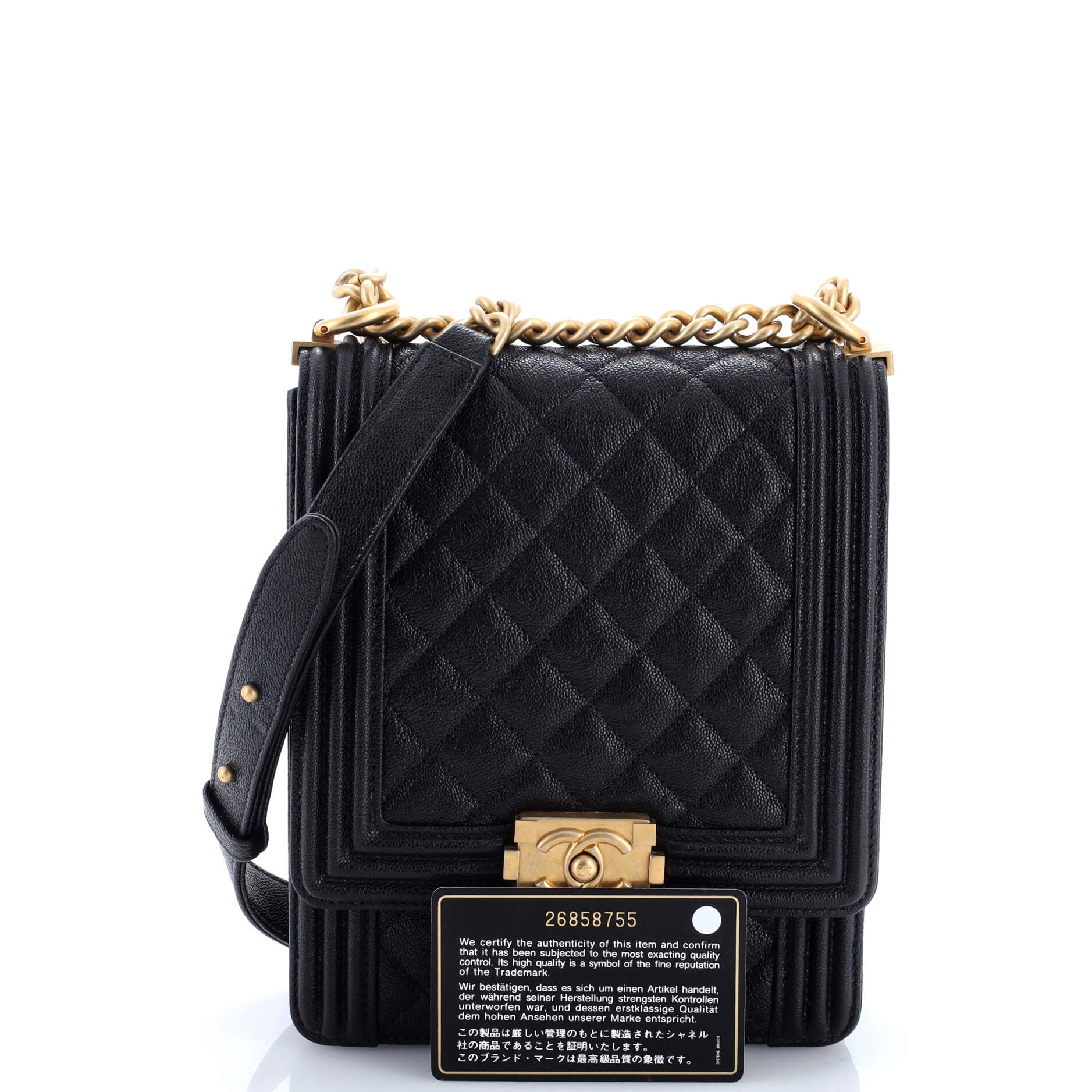 North South Boy Flap Bag Quilted Caviar Small