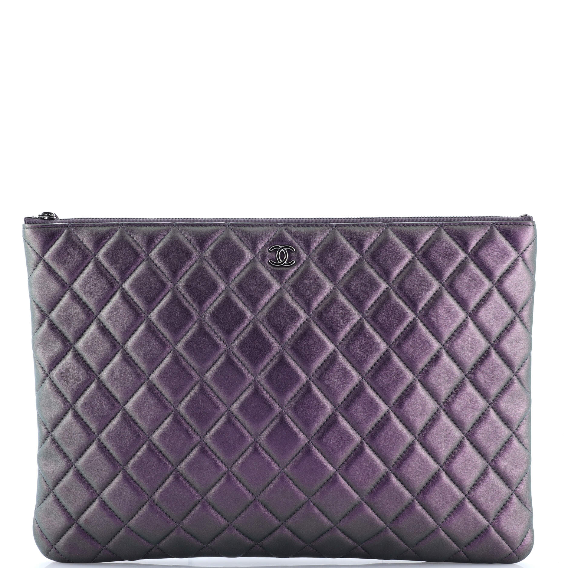 O Case Clutch Quilted Iridescent Lambskin Large