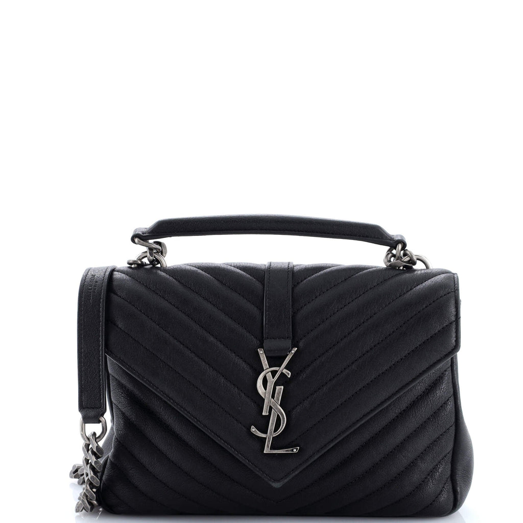 Classic Monogram College Bag Matelasse Chevron Leather Medium