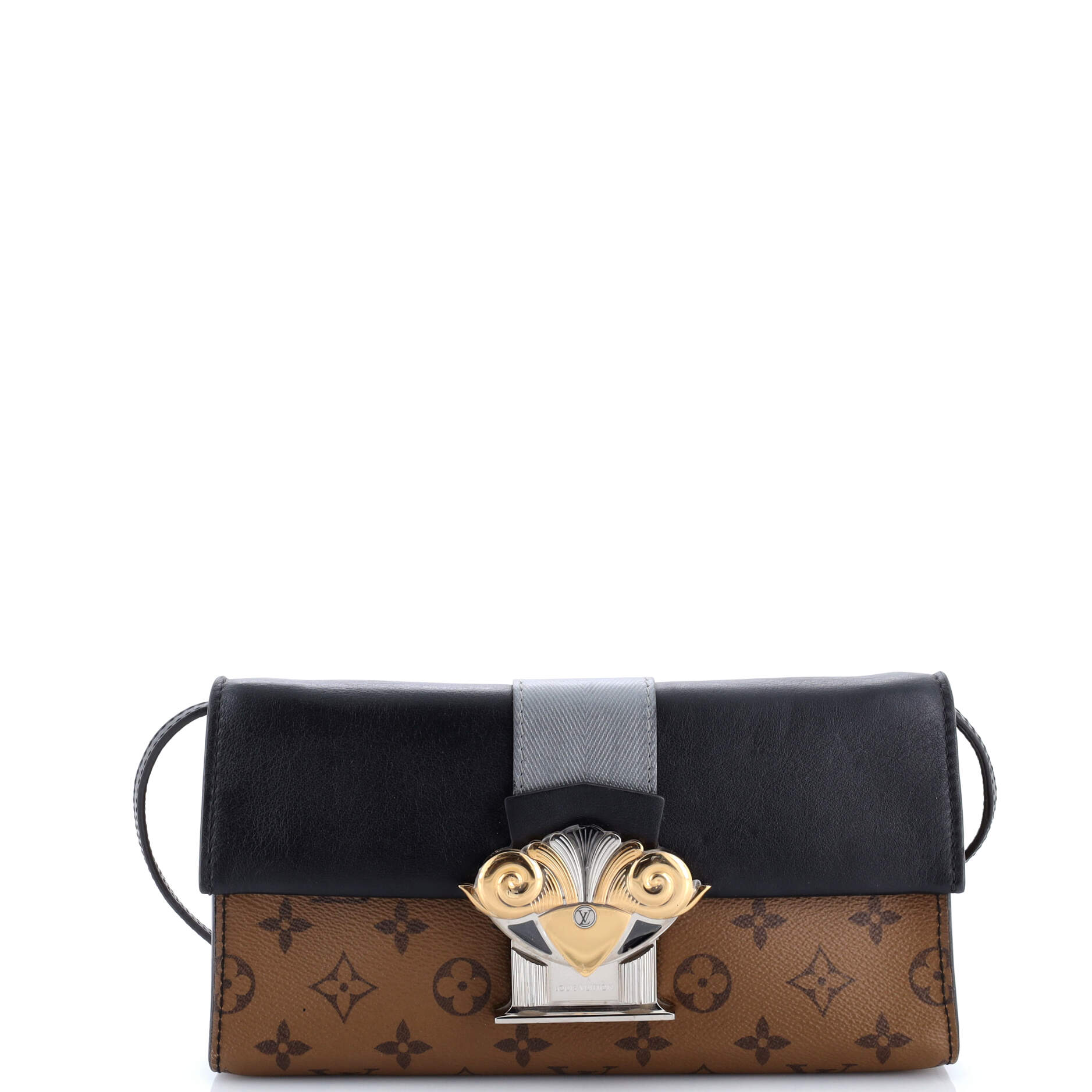 Column Clutch Reverse Monogram Canvas with Calfskin
